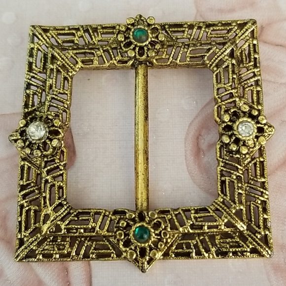 Vintage 1970s Ornate Gold Tone Scarf Clip Brooch - Picture 4 of 12